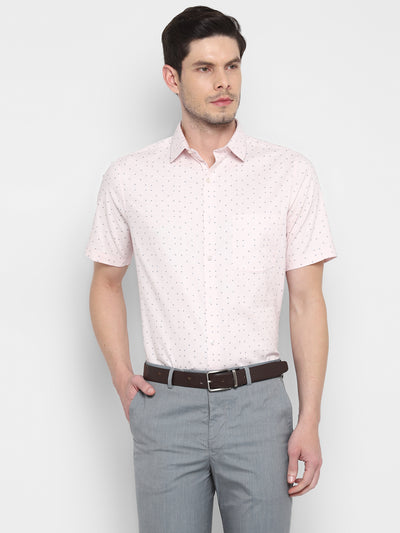 Printed Pink Regular Fit Formal Shirt