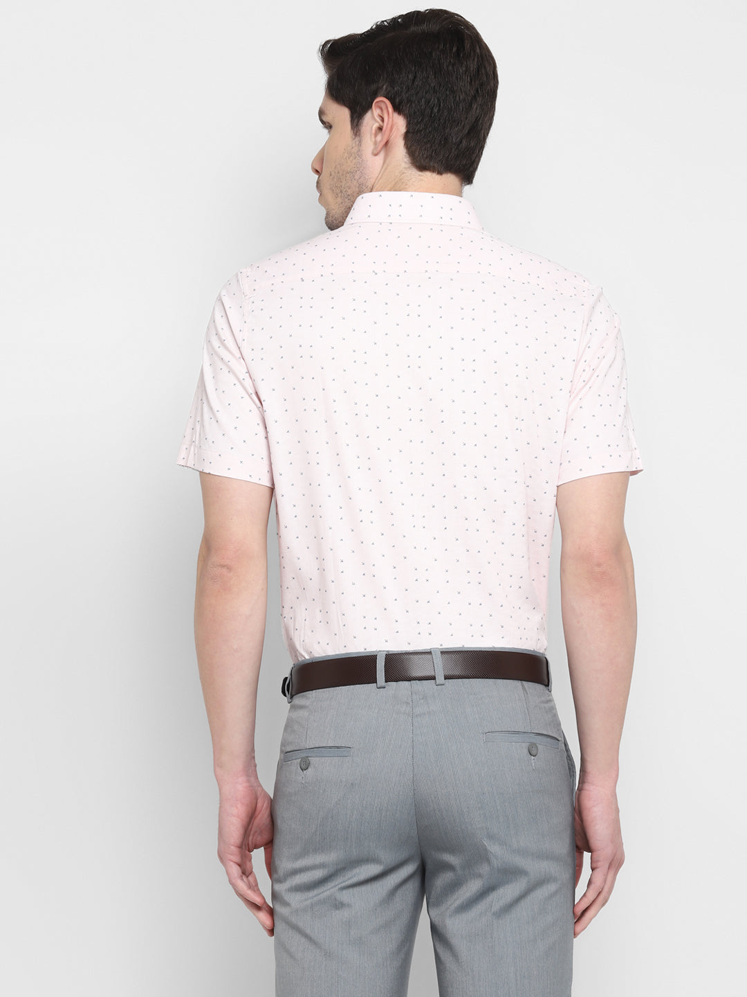 Printed Pink Regular Fit Formal Shirt