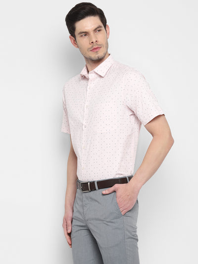 Printed Pink Regular Fit Formal Shirt