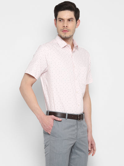 Printed Pink Regular Fit Formal Shirt