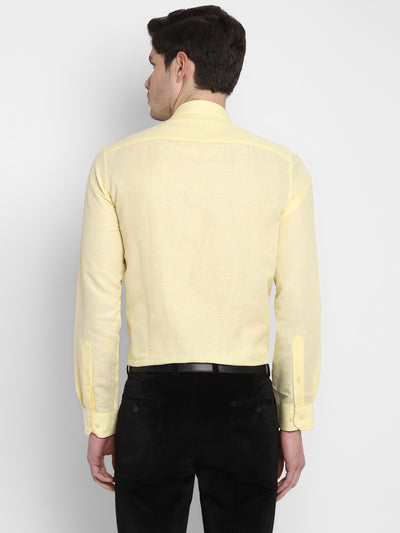 Solid Yellow Slim Fit Formal Shirt