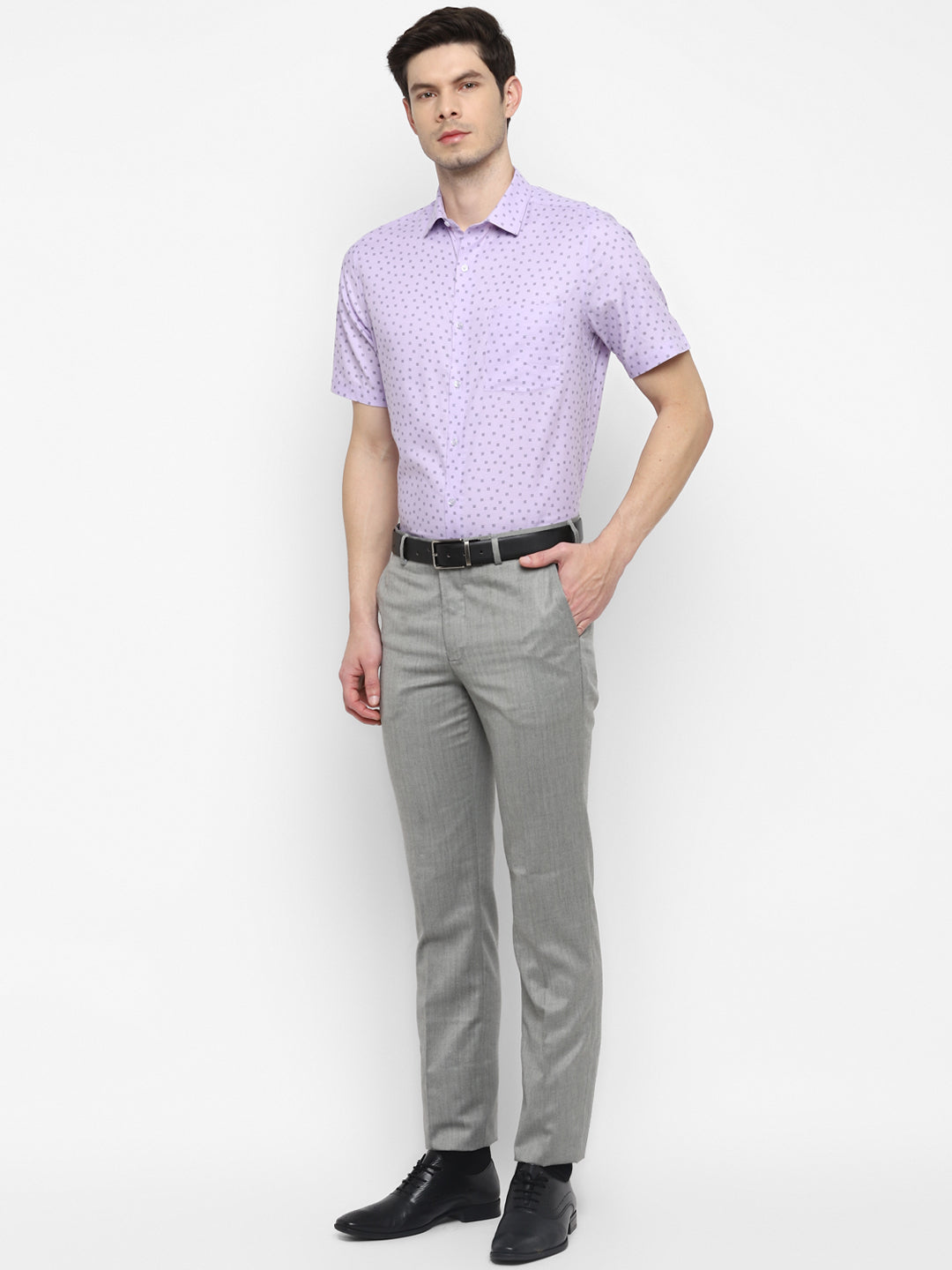 Printed Light Purple Regular Fit Formal Shirt