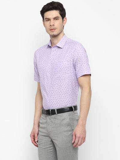 Printed Light Purple Regular Fit Formal Shirt