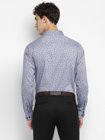 Printed Grey Slim Fit Formal Shirt