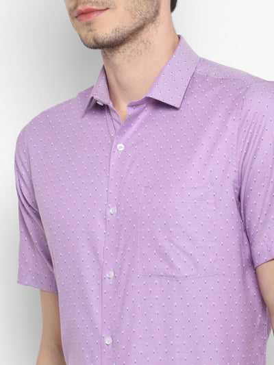 Printed Purple Regular Fit Formal Shirt