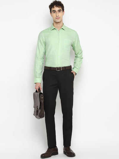 Solid Green Slim Fit Formal Shirt