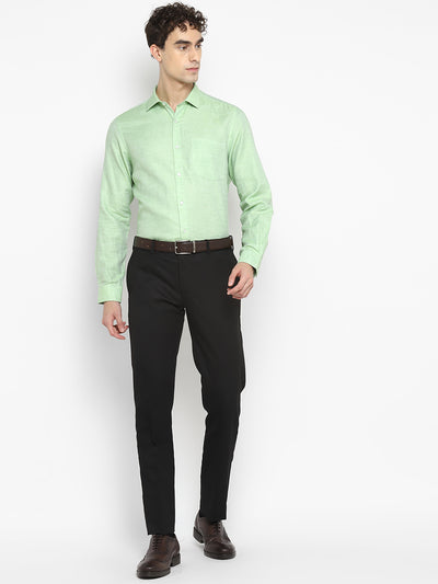 Solid Green Slim Fit Formal Shirt