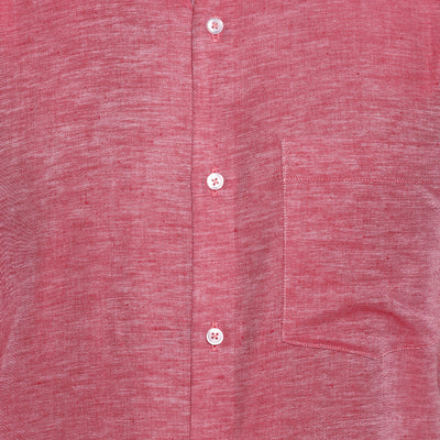 Red Linen Solid Regular Fit Shirt