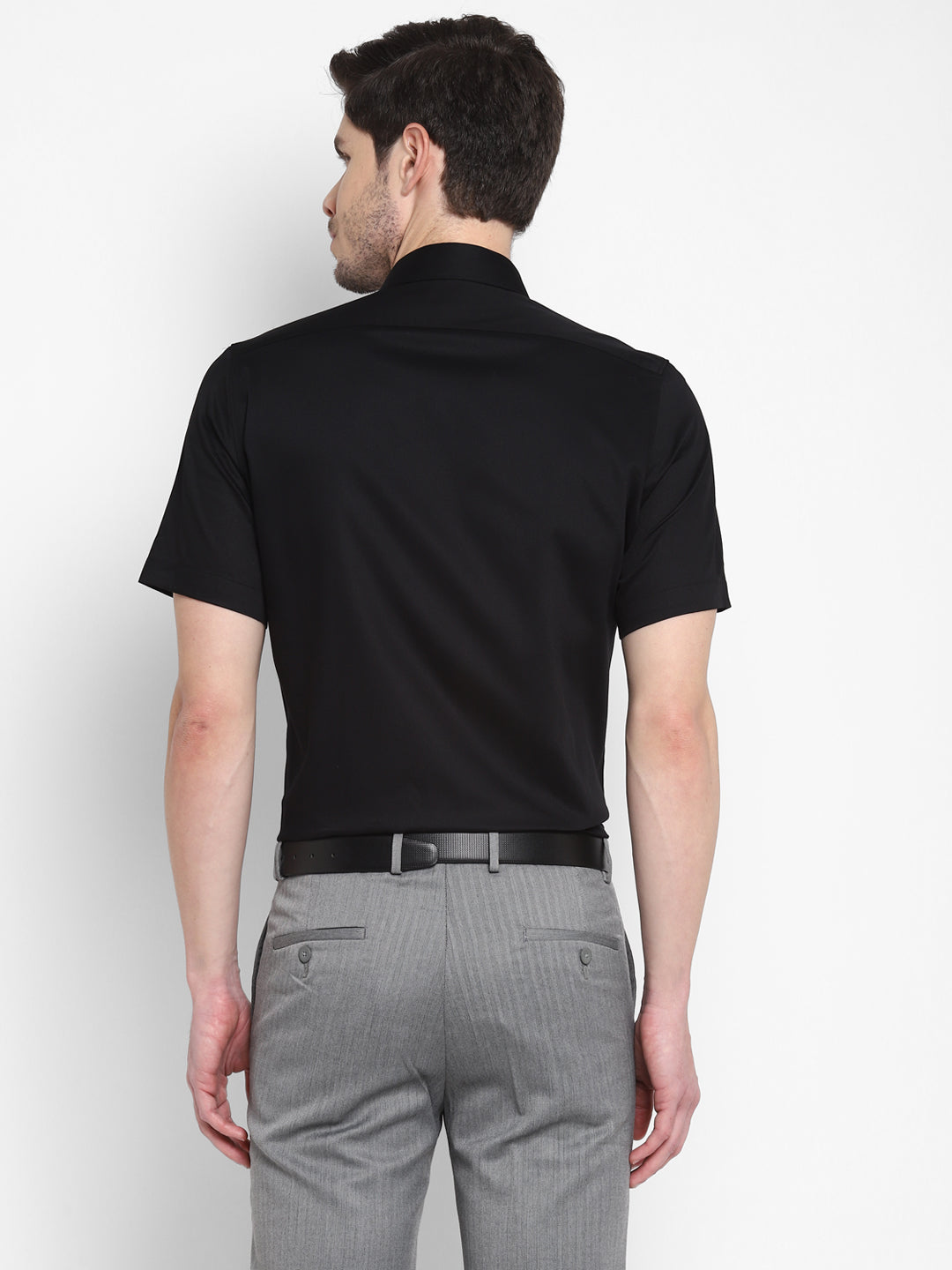 Solid Black Regular Fit Formal Shirt
