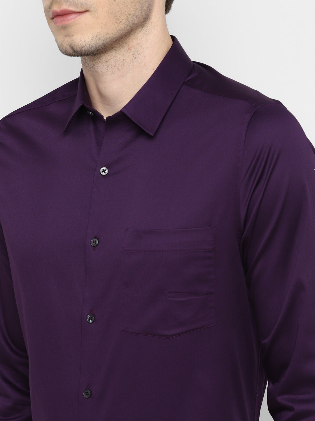 Solid Purple Slim Fit Formal Shirt