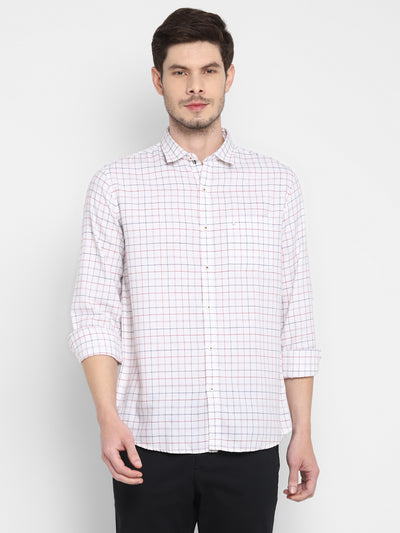 Checked White Slim Fit Casual Shirt