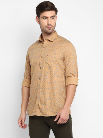 Printed Khaki Slim Fit Causal Shirt
