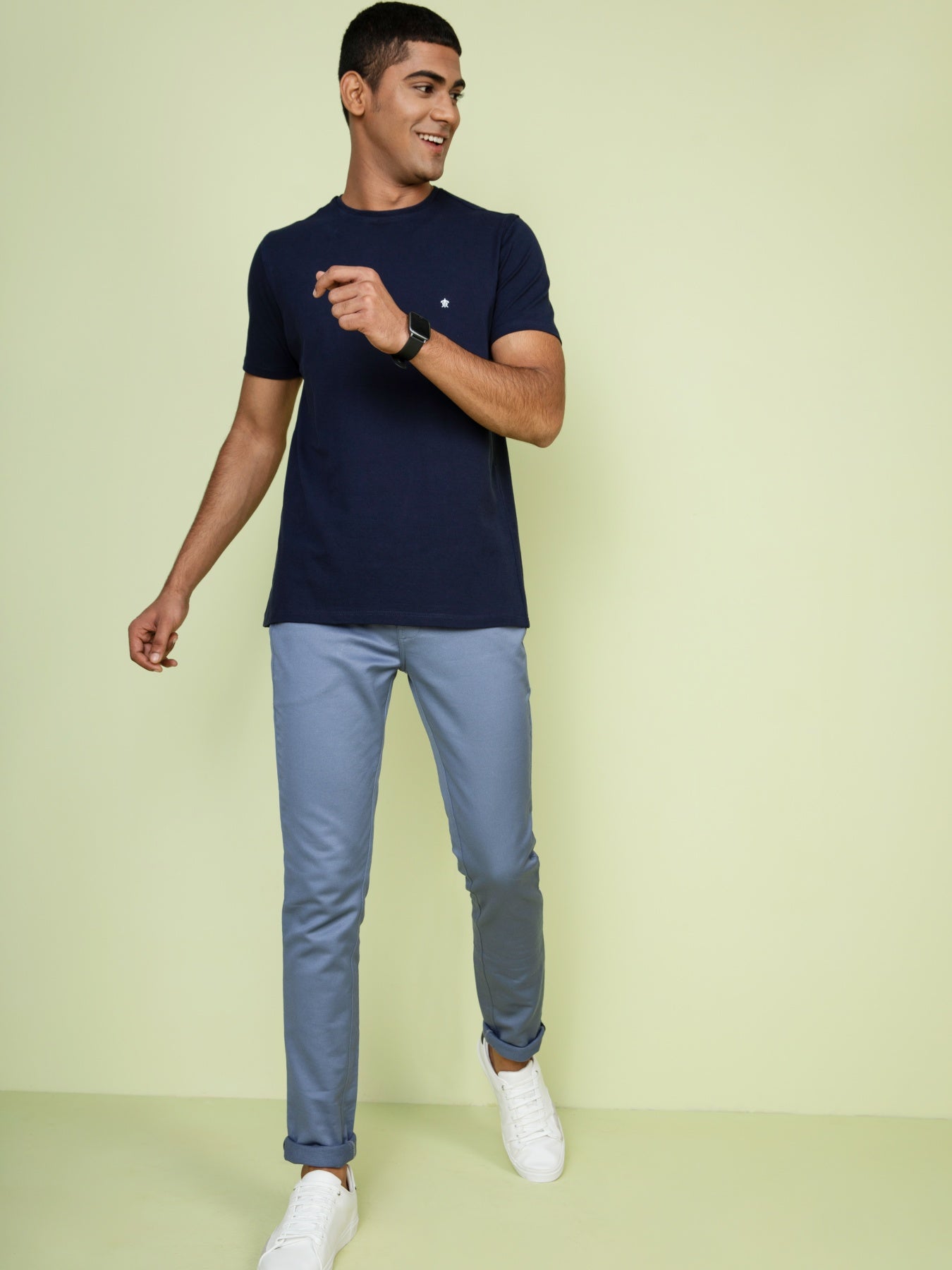Navy All Weather Crew Neck T-Shirt For Men
