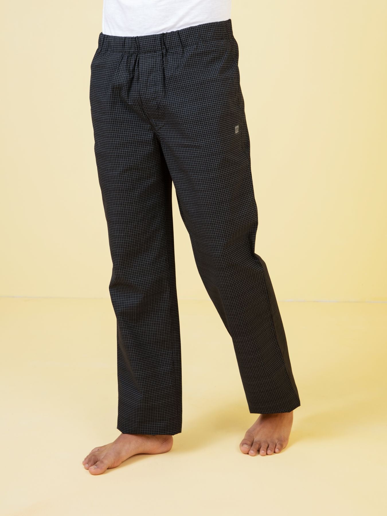 Black Print Regular Fit Cotton Pyjama For Men