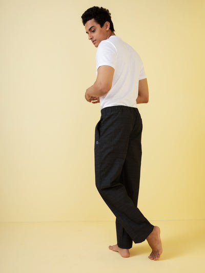 Black Print Regular Fit Cotton Pyjama For Men