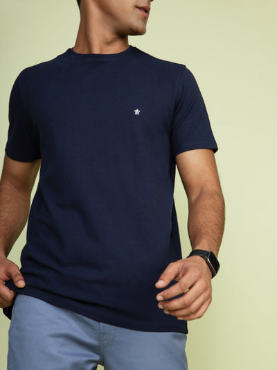 Navy All Weather Crew Neck T-Shirt For Men