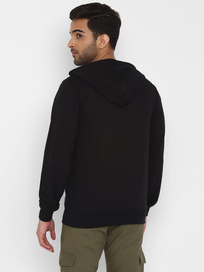Essential Black Solid Hooded SweatShirt