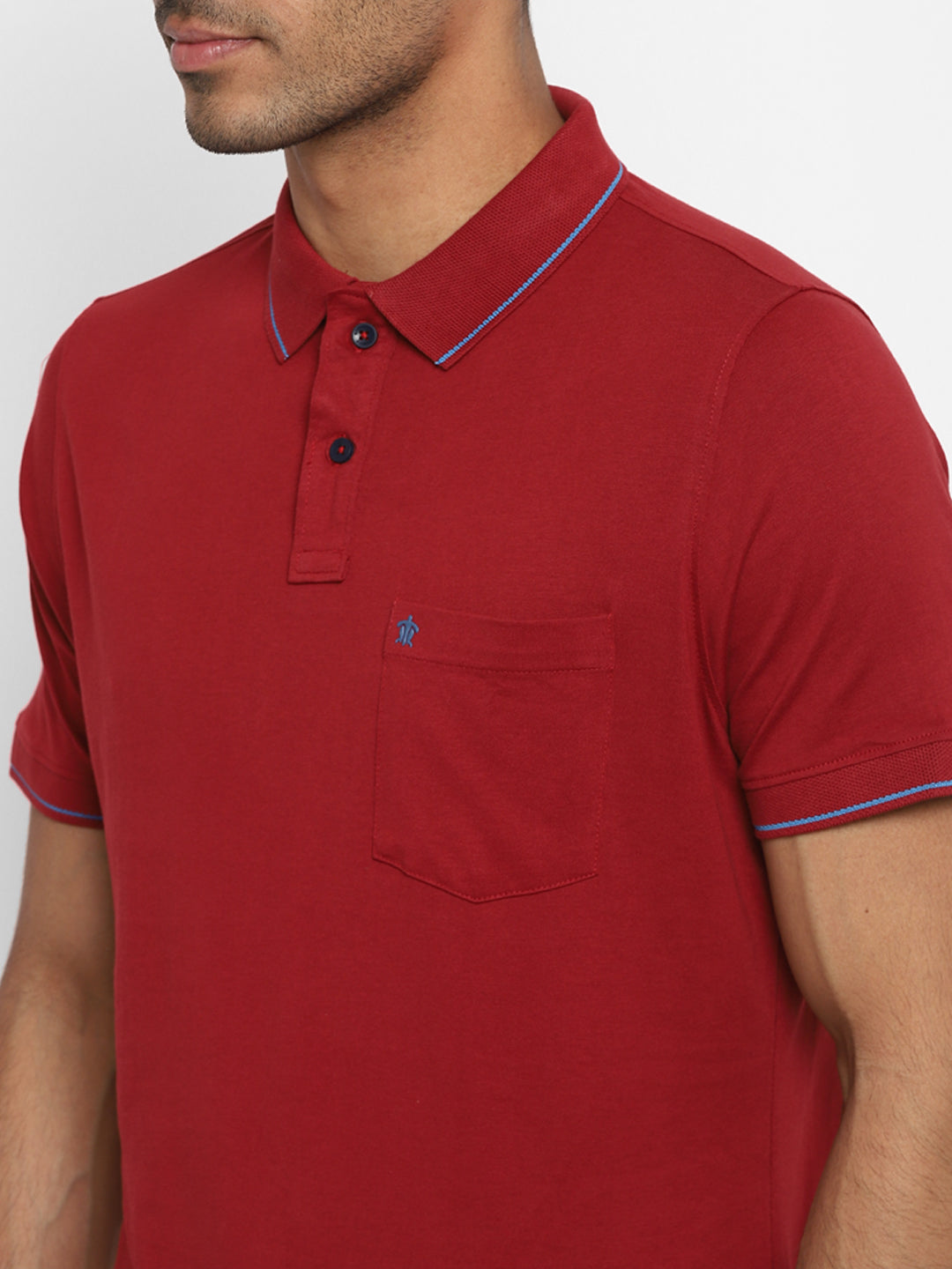 Essentials Maroon Solid Polo Neck T-Shirt