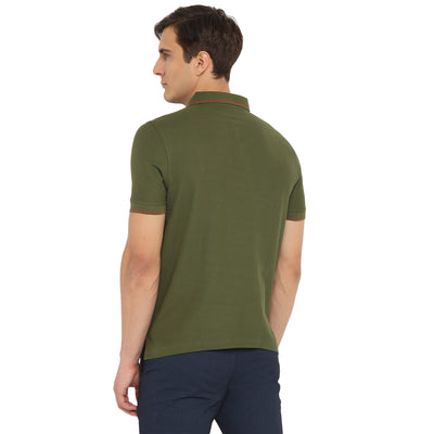 Turtle Men Essentials Olive Solid Polo Neck T-Shirts