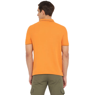 Essentials Orange Solid Polo Neck T-Shirt