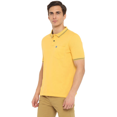 Essentials Yellow Solid Polo Neck T-Shirt