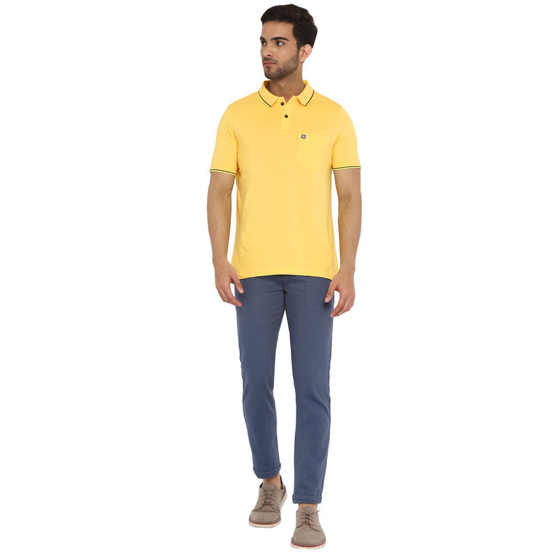 Essentials Yellow Solid Polo Neck T-Shirt (37550)