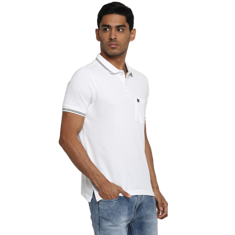 Turtle Men Essentials White Solid Polo Neck T-Shirts (37551)