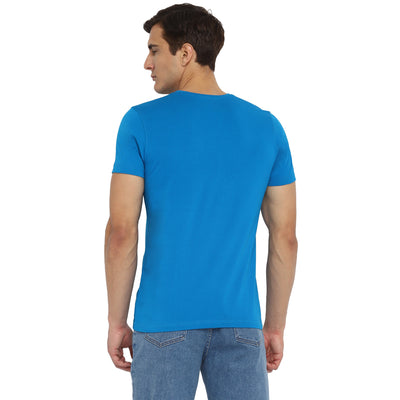 Essentials Blue Chest Printed Crew Neck T-Shirt