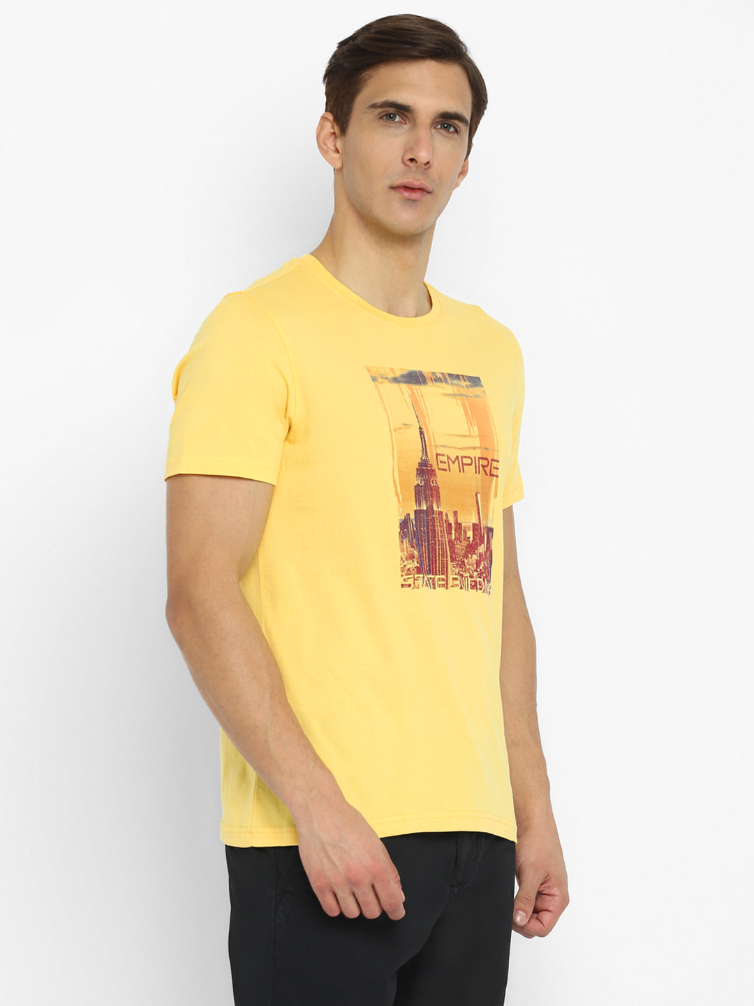 Turtle Men Yellow Cotton Printed Round Neck T-Shirts