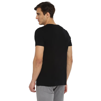 Turtle Men Essentials Black Solid Round Neck T-Shirts