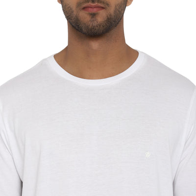 Essentials White Solid Round Neck T-Shirt