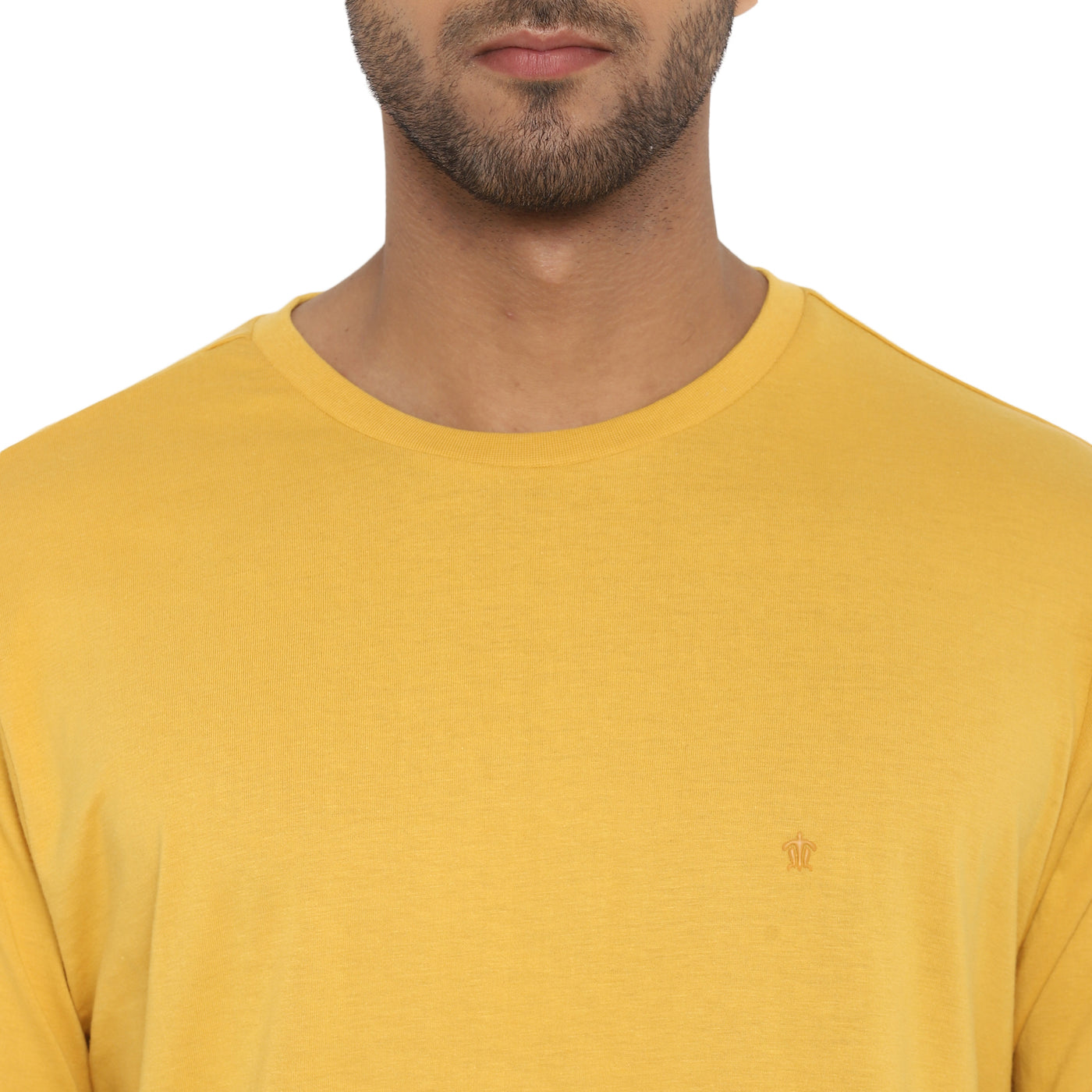 Turtle Men Essentials Yellow Solid Round Neck T-Shirts