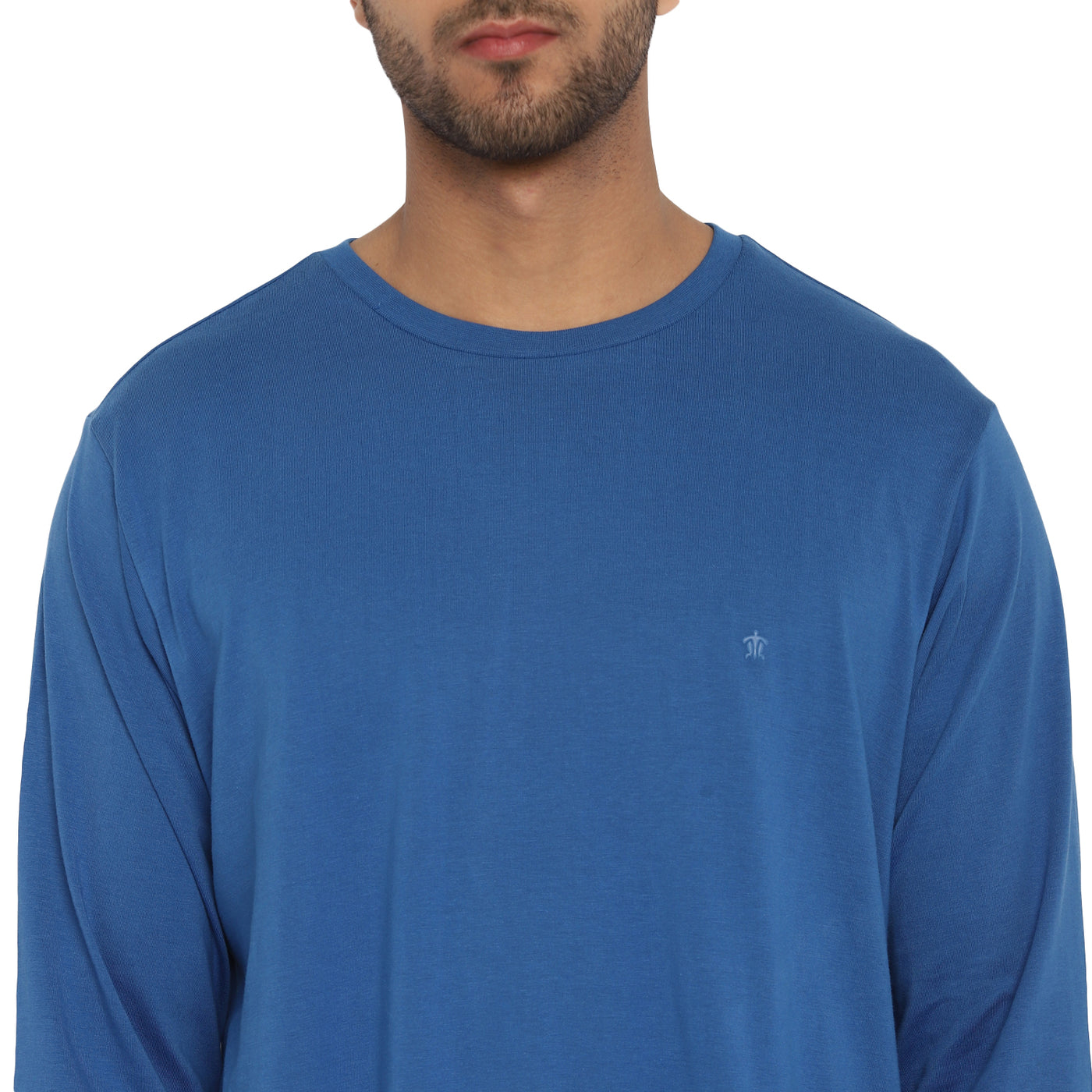 Essentials Blue Solid Round Neck T-Shirt