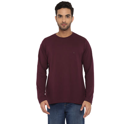 Essentials Purple Solid Round Neck T-Shirt