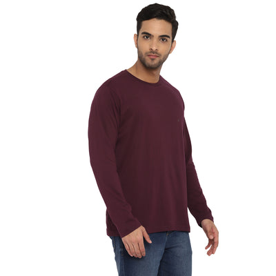 Essentials Purple Solid Round Neck T-Shirt