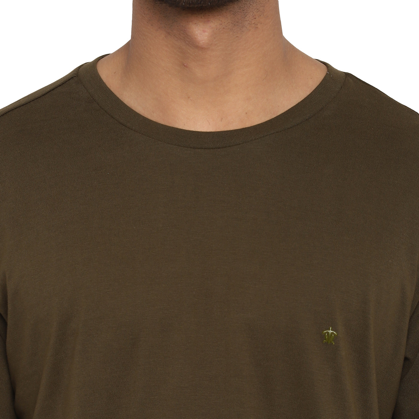 Essentials Brown Solid Round Neck T-Shirt
