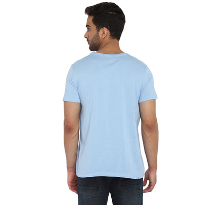 Essentials Sky Blue Printed Round Neck T-Shirt (38842)