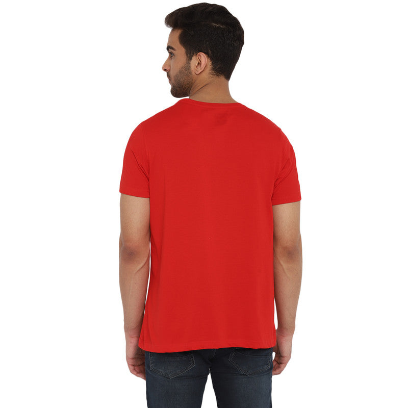 Turtle Essentials Orange Printed Round Neck T-Shirts for Men