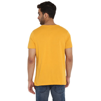 Turtle Men Essentials Yellow Printed Round Neck T-Shirts (38845)