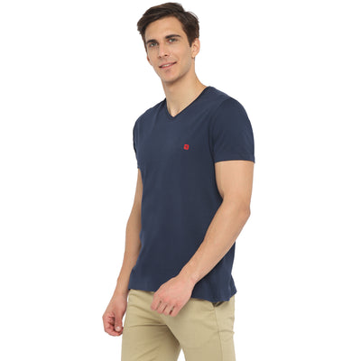 Turtle Men Essentials Navy Solid V Neck T-Shirts