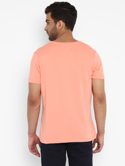 Essentials Pink Solid V Neck T-Shirt