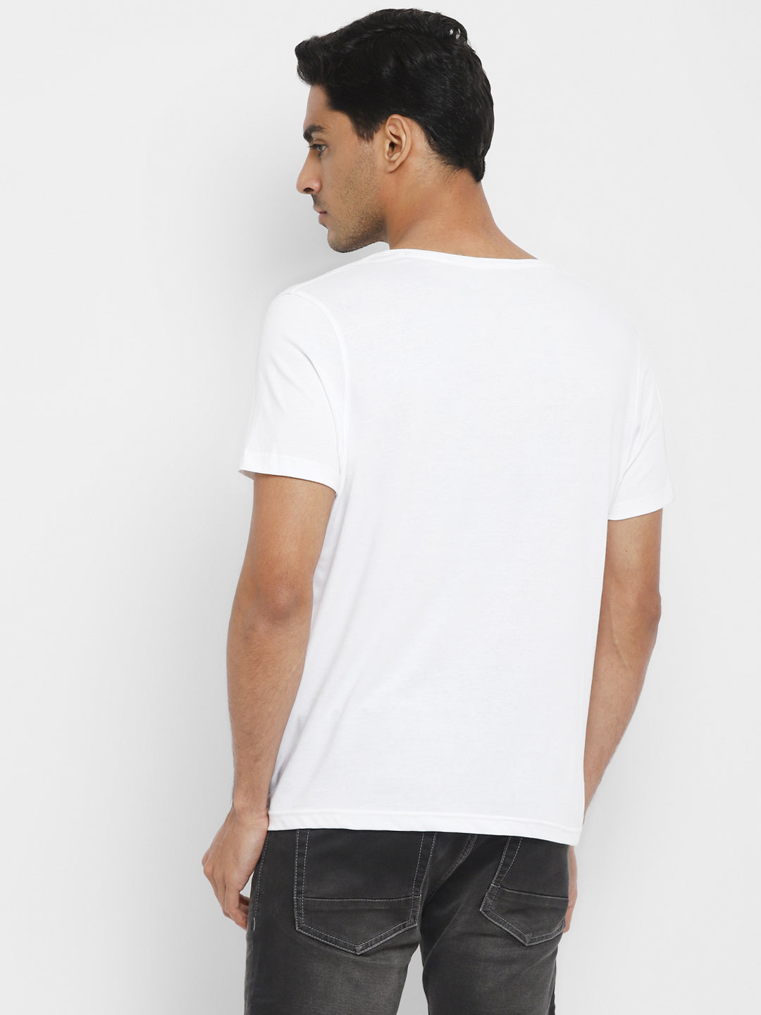 Essentials White & Cream Solid V Neck T-Shirt (Pack of 2)