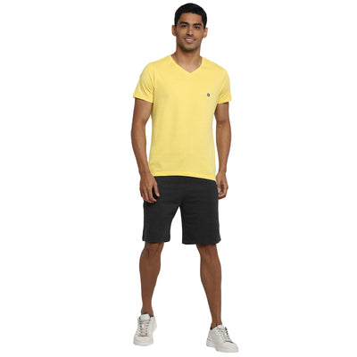 Essentials Olive & Yellow Solid V Neck T-Shirt (Pack of 2)
