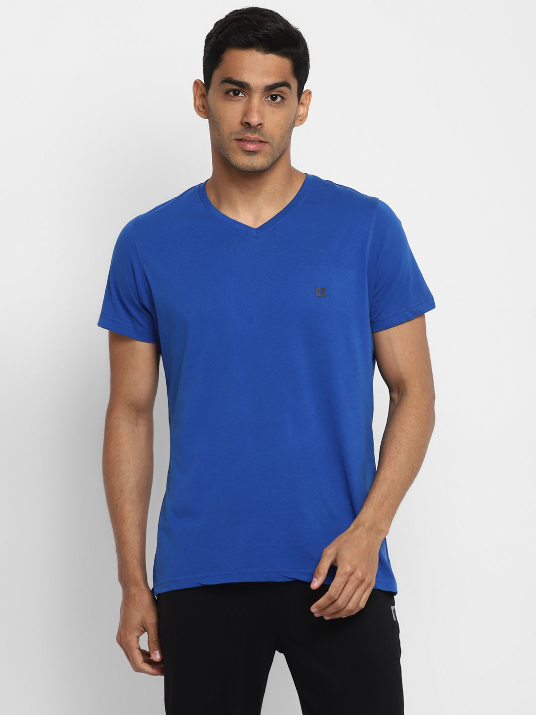 Essentials Red & Blue Solid V Neck T-Shirt (Pack of 2)