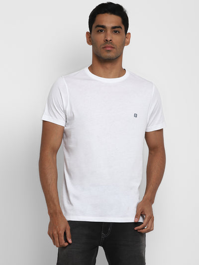 Turtle Men Essentials White Solid Round Neck T-Shirts