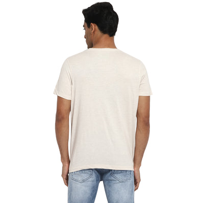 Essentials Cream Solid Round Neck T-Shirt