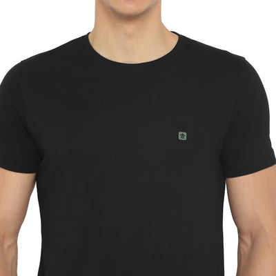Turtle Men Essentials Black Solid Round Neck T-Shirts