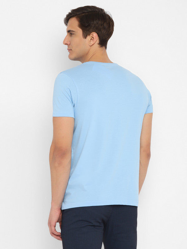 Turtle Men Essentials Sky Blue Printed Round Neck T-Shirts (38867)