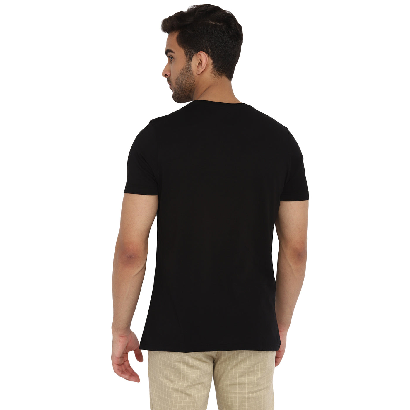 Essentials Black Printed Round Neck T-Shirt