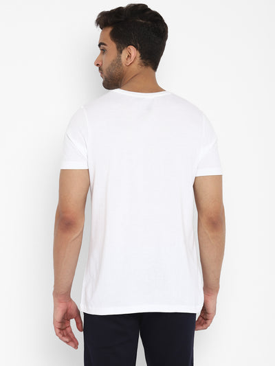 Essentials White Printed Round Neck T-Shirt